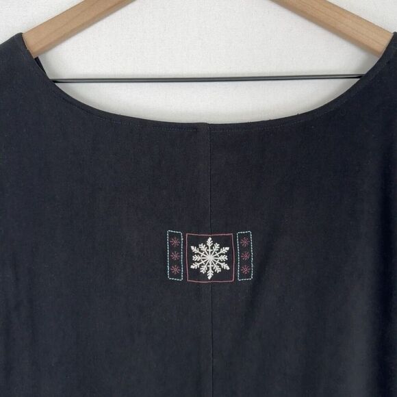 Vtg CJ Banks Dress Womens 18W Plus Black Midi Winter Nature Scene Modest Jumper - Picture 8 of 16